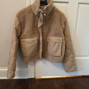 Athleta Tan Shearling Fleece Jacket